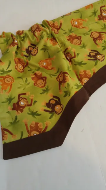 Monkey Monkeys Kids Window Valances Set of 4 Lined Green Brown