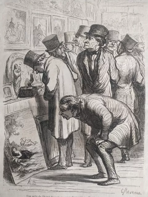 Stampa antica Casa Aste Hôtel Drouot  Parigi Xilografia 1862 Daumier