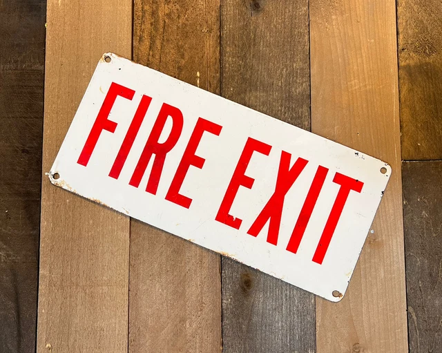 VINTAGE PORCELAIN FIRE EXIT SIGN Excellent Condition