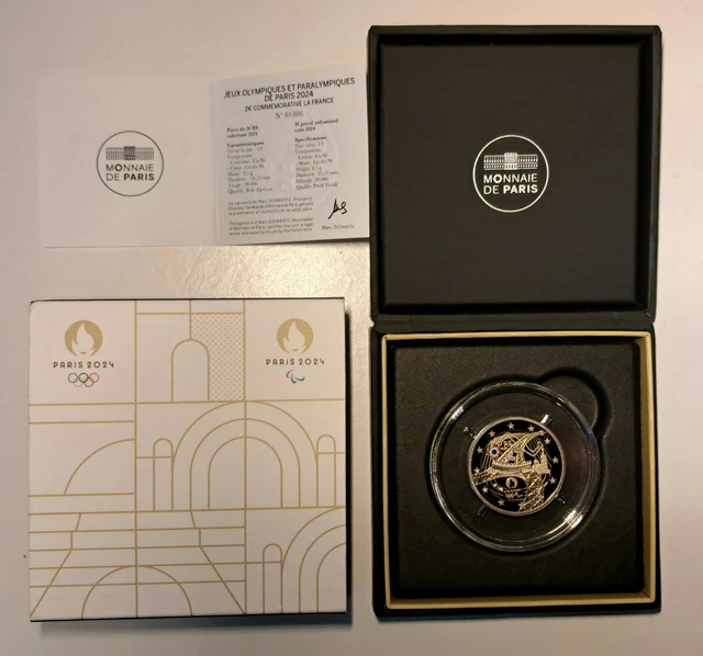 2 EURO FRANCE 2024 Tour Eiffel BE Belle Epreuve PROOF Colorisée Colored