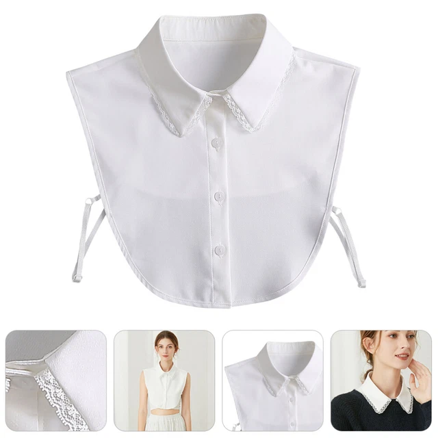 VICHYIE Top donna con colletto falso a costine, maniche lunghe, slim fit, per autunno, Blu, S