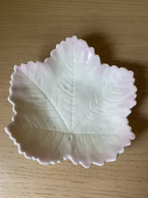 Belleek Leaf Shaped Trinket Dish Irish Porcelain 6th Mark 1965-80