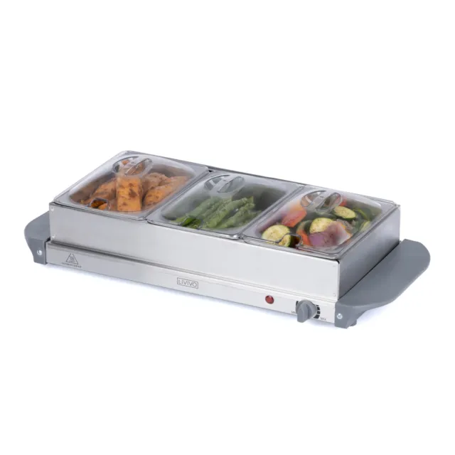 3 Pan Food Warmer Buffet Server Hot Plate 3 Tray Adjustable Temperature 300W