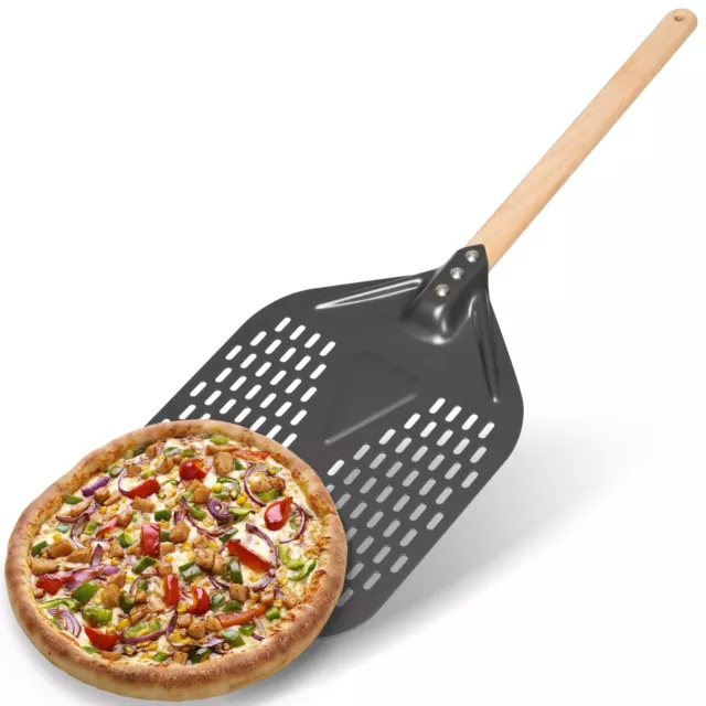 Pizzaschieber Aluminium Pizzaschaufel Pizzawender Pizzaheber mit Holzgriff