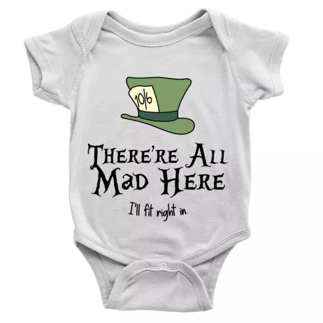 The Mad Hatters Babygrow Funny Joke Mad Family New Born Present Gift Body Suit