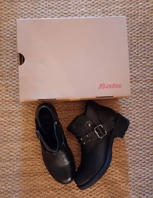 Bata/Très Belles Bottines/Boots/Cuir/Noir/Rock/Roots, 37, Neuf