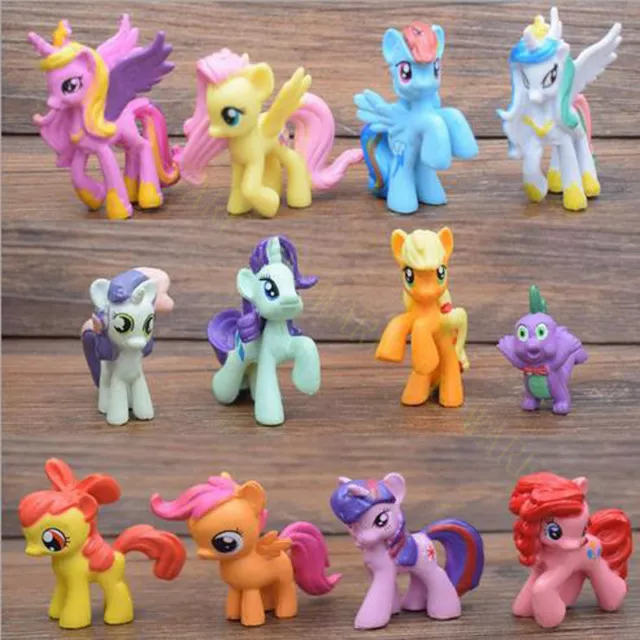 12 Pcs My Little Pony Princess Rainbow PVC Action Figure Cake Topper Toy Dolls