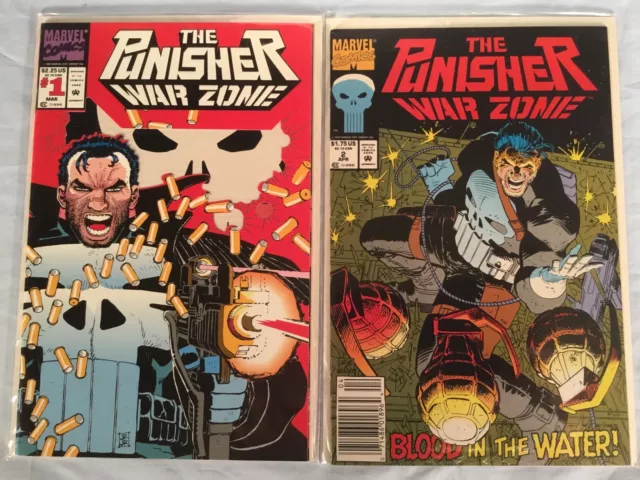 1992 Marvel Comics Lot THE PUNISHER WAR ZONE #1 Die Cut #2 Mint