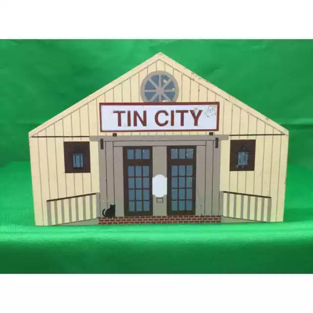 VTG The Cats Meow 1993 Naples FL Tin City Wooden Shelf Sitter