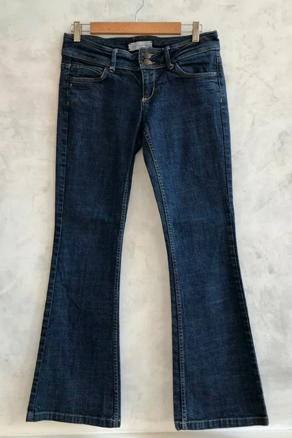 TOPSHOP MOTO Blue Denim Stretch Slim Fit Retro Boho Boot Cut Jeans W 30 L 32