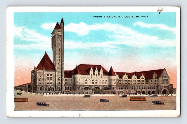 Postcard Missouri St Louis MO Union Railroad Train Station Depot 1933 Posted