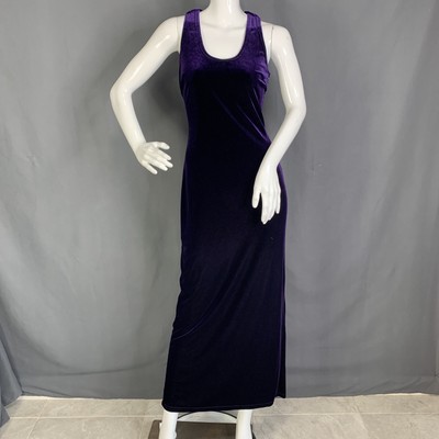 Vintage 90s Jessica McClintock Purple Velvet Maxi Sexy Sheer Back Gown Size 4