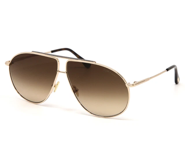 TOM FORD RILEY-02 FT0825 28F Sunglasses Gold Frame Brown Gradient Lenses 62mm