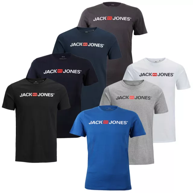 Jack & Jones Herren T-Shirt Casual Basic Rundhals Tee Logo Print S M L XL XXL