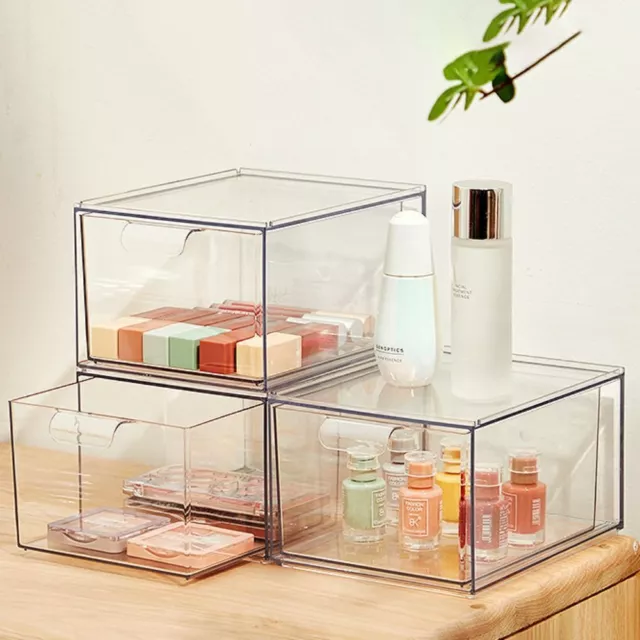 Plastic Stackable Makeup Organizer Acrylic Storage Box Storage Drawer  Pantry