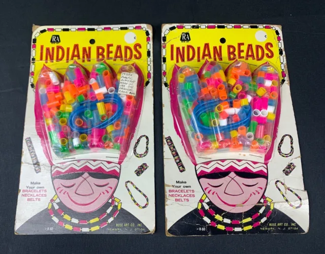 ✨Vintage Toy - Rose Art Co Indian Beads For Crafts Necklaces- Bracelets 1950s✨