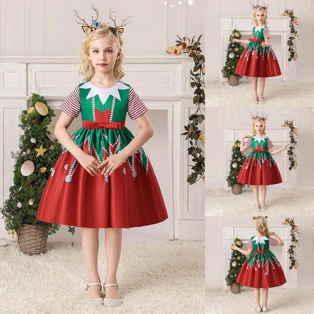 Abito tutù natalizio a maniche corte per bambine bambine abiti da festa di Natale