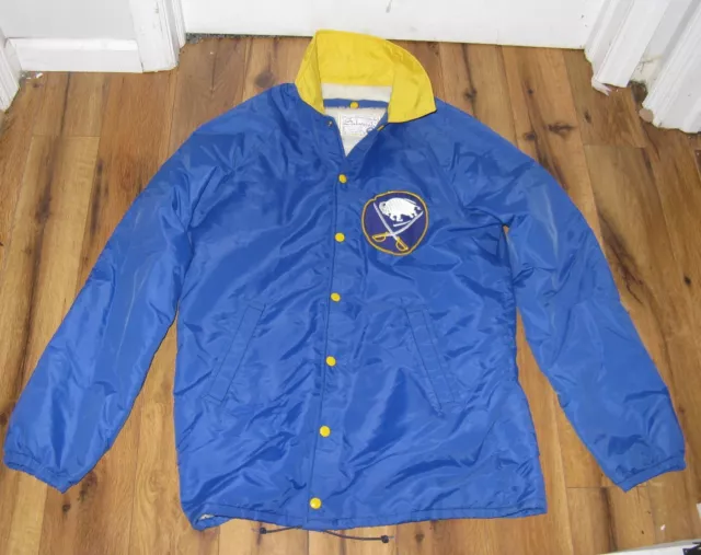 Vintage 70s Large NHL Hockey Buffalo Sabres Sabrejak Satin Bomber Button  Jacket