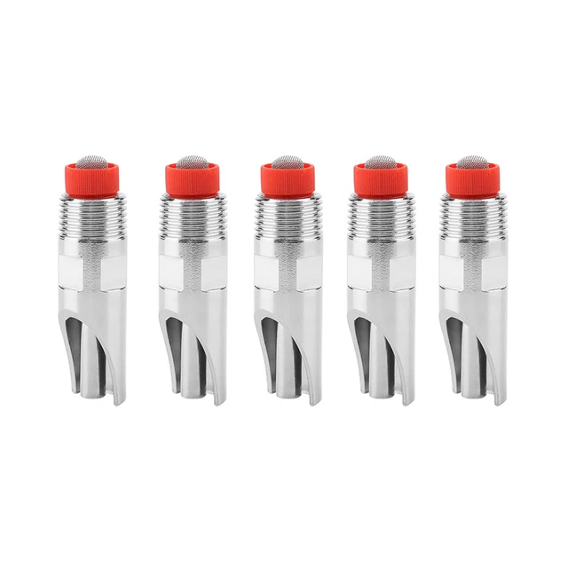 5pcs Stainless Steel Automatic Pig Nipple Drinker Waterer Red Cap Duckbilled Chw
