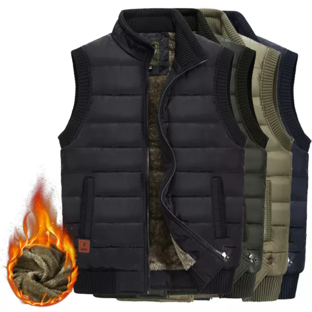 Mens Quilted Padded Gilet Outdoor Sleeveless Coat Bodywarmer Military Zip Jacket