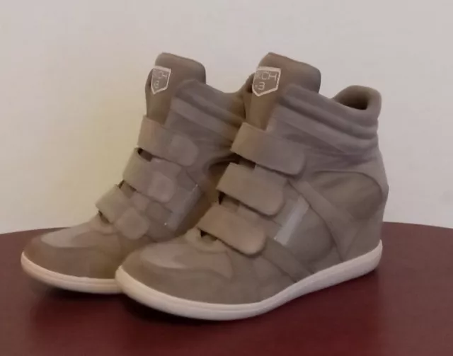 Skechers Skch+3 Womens Size 9 Hidden Wedge Shoes Gray Suede Strap Sneaker Boot