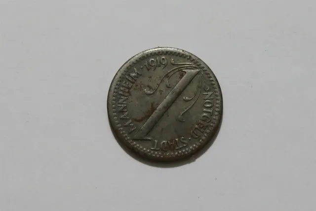 Germany War Money Token 10 Pfennig 1919 Mannheim Iron B34 #Z758