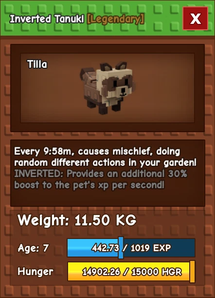 Inverted Tanuki HUGE INVERTED TANUKI - Grow A Garden - (74.41kg at level 100) -Quick ...