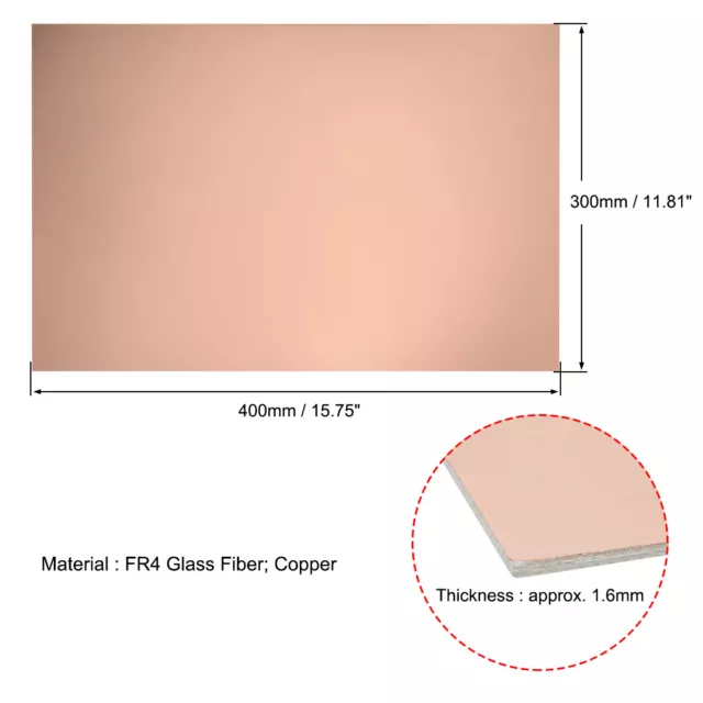 400x300mm Stratifié simple face revêtement Cuivre Circuit imprimé FR4 1.6mm PCB 3