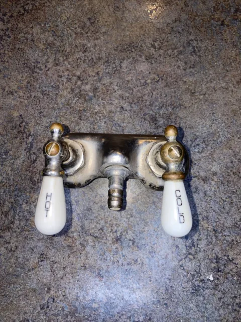 Antique Nickel Chrome Brass Claw Foot Bathtub Porcelain Handles Faucet 129-22B