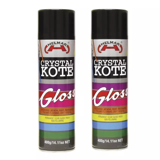 2 X Helmar Crystal Kote Clear Coating Gloss Varnish 400G Permanent Acid Free Coa