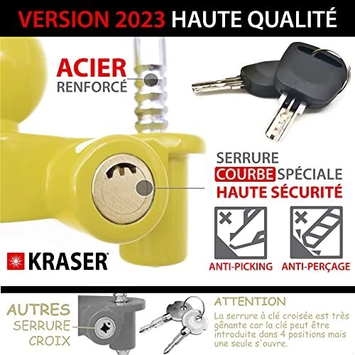 Antifurto Universale Per Rimorchio KRASER KR815 - Lucchetto Per Ganci Di Traino E Roulotte