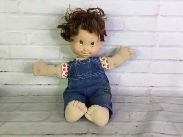 VTG 1998 Cheek Ums Doll Peach Cheeks Brown Hair Green Eyes With Outfit FLAWED