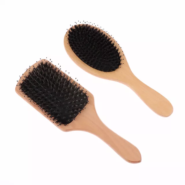 Natural Boar Bristle Hair Brush Comb Head Scalp Massage Wood Handle Brush LW❤