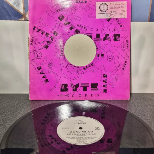 2 Unlimited - Get Ready For This  (2 Mixes)  Rare UK 12" Vinyl 1991 Byte Records