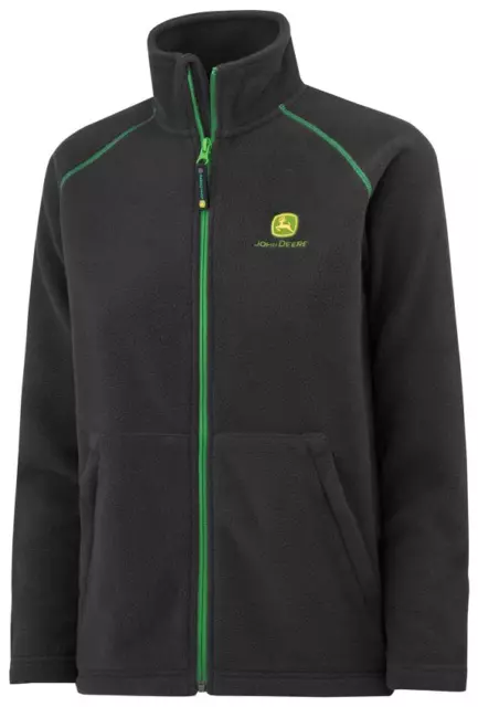 Genuine John Deere Kids Field Full Zip Fleece Jacket Jumper Grey Green