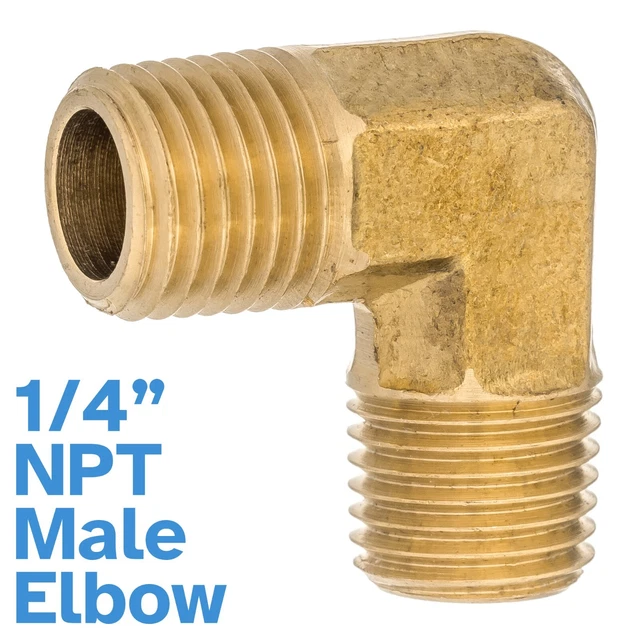 threaded-brass-elbow-1-4-npt-male-to-male-pipe-fitting-90-degree