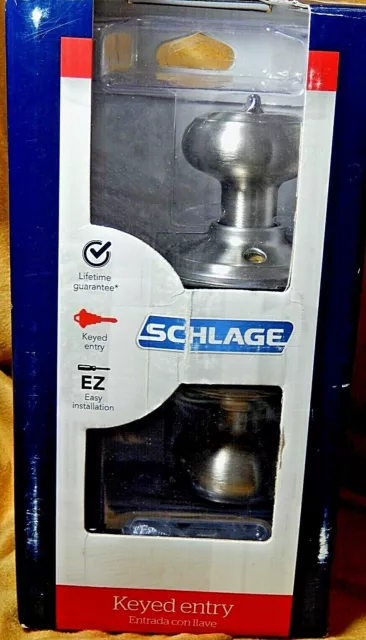 Schlage Lockset Georgian Style Satin Nickel Keyed Entry Easy installation New