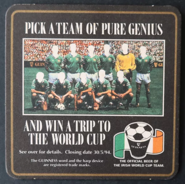 Sous-bock GUINNESS football Pick a team of pure genius beermat coaster 22