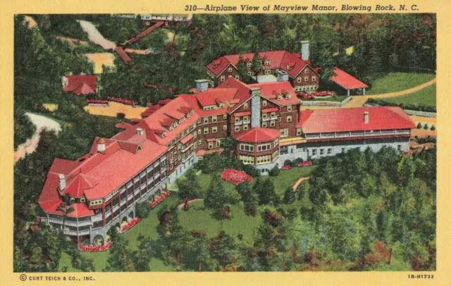 Postcard Airplane View Mayview Manor Blowing Rock North Carolina