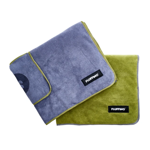 Fluffino Hundehandtuch Microfiber 2er-Pack 120x70 CM Gris & Verde Repasador Paño