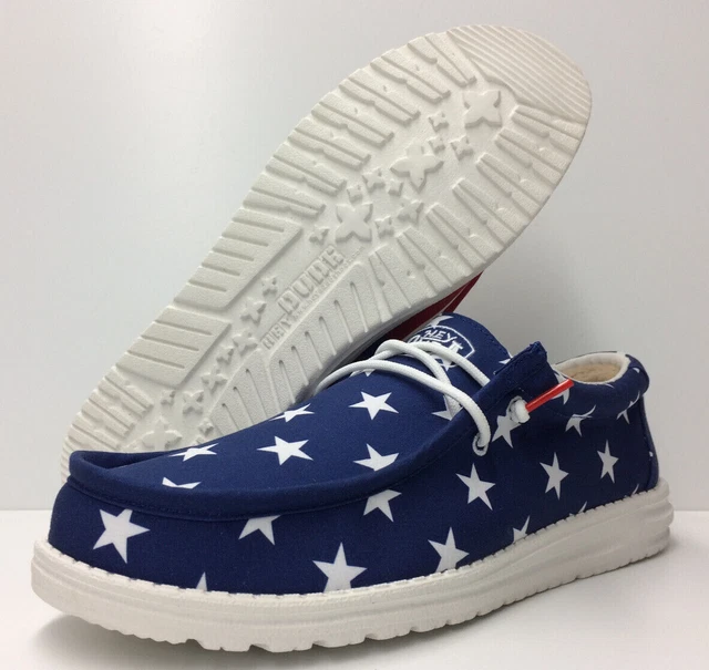 HEY DUDE WALLY Patriotic American Flag Men's Casual Lightweight Slip On