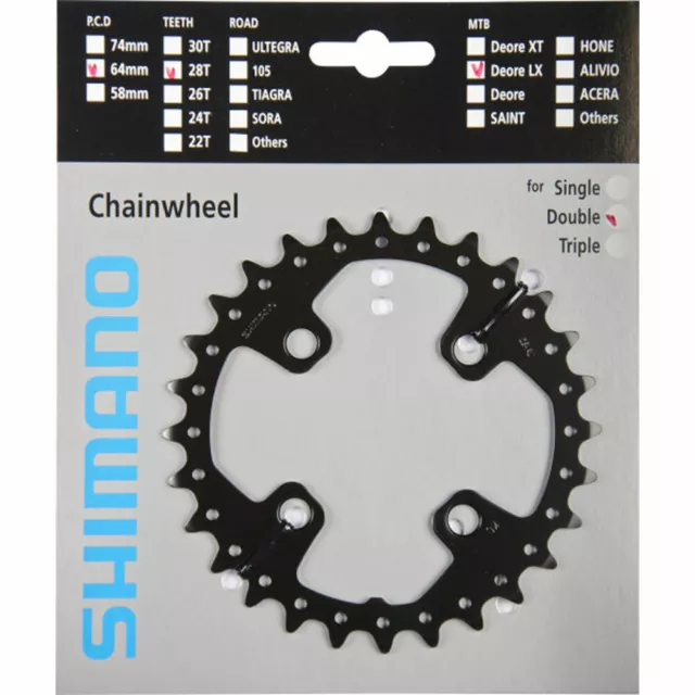 SHIMANO Kettenblätter SLX FC-M675 28 Zähne AJ 64mm Stahl schwarz Fahrrad