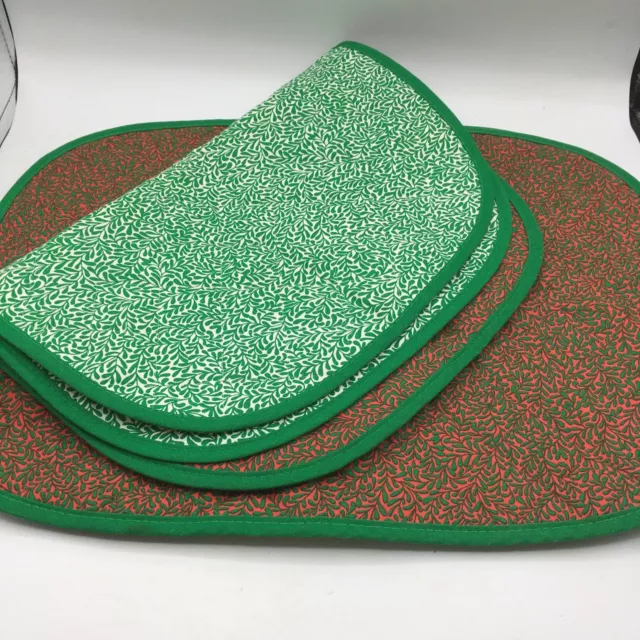 vtg dansk 2 Sided Christmas Fabric placemats danish mcm lot of 4, 17x13”
