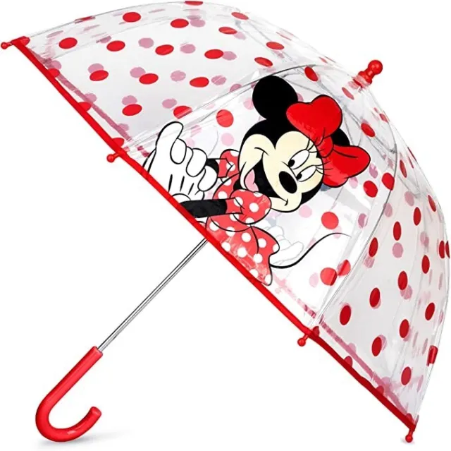 Disney Minnie Mouse Clear Umbrella, Kids Rain Wear for Little Girls Ages 4-10