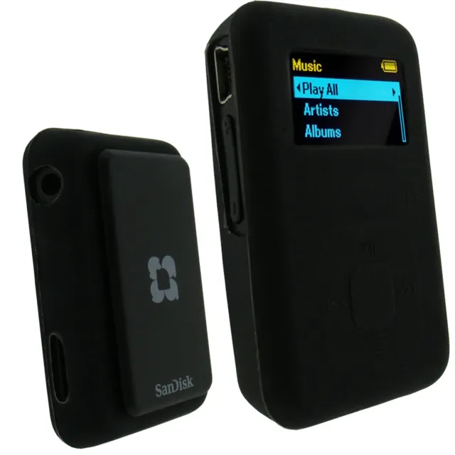 Silicone Skin Case for Sandisk Sansa Clip Plus+ MP3 Player Black Cover Holder