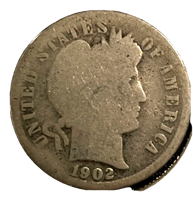 1902-O Barber Dime New Orleans 10C Silver Ag /G Collector Coin Stock Photo