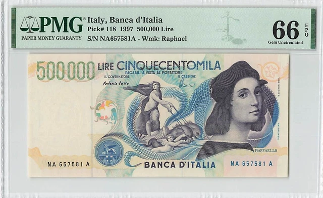 Italy 500000 Lire 1997 P-118 PMG 66 EPQ *RARE*
