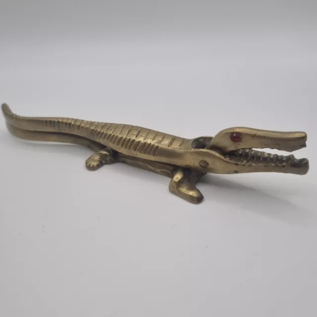 Vintage Solid Brass Alligator Tabletop Nutcrackers 16cm