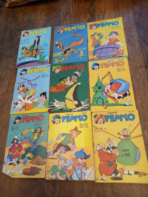 Pepito lot de 9 bimensuel comique n° 61, 70, 72, 73, 85, 87, 107, 112, 152