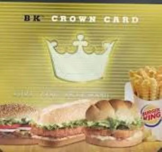 Burger King Gift Gold Crown Card No $ Value Collectible